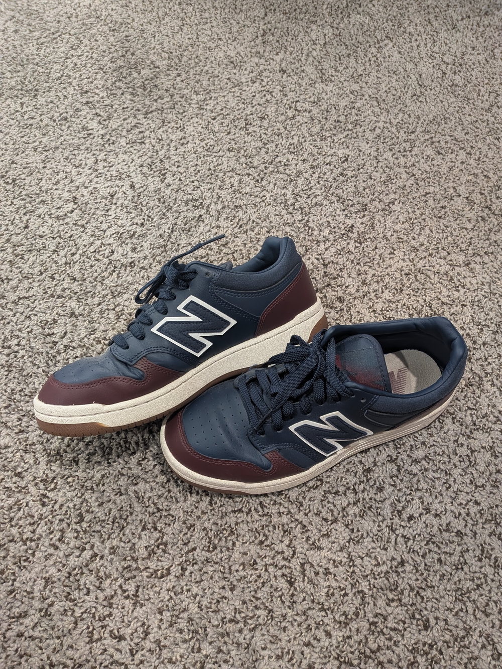 New Balance 480 mens sneakers in navy & maroon leather